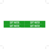 Brady B-946 White on Green Vinyl Self-Adhesive Pipe Marker - 1 1/8 in Height - 3/4 in Character Height - 7 in Length - Printed Msg = SOFT WATER - 7265-4 - 754476-92082 - R. S. Hughes Company, Inc.