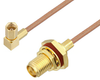 SMA Female Bulkhead to SSMC Plug Right Angle Cable 18 Inch Length Using RG178 Coax - PE3C4465-18 - Pasternack