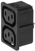 4751 Black Strip Block For Snap-In Mounting, Front Side, 1.5 Mm,quickconnect Terminal 6.3 X 0.8 Mm With 2 Iec Appliance Outlets F Rohs Compliant Schurter - 99AC1236 - Newark, An Avnet Company
