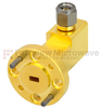 WR-12 to 1.0mm Male Waveguide to Coax Adapter UG-387/U Round Cover Standard with 60 GHz to 90 GHz E Band in Aluminum, Gold -- SMW12AC001-VM - Image