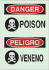 Brady Bradyglo B-324 Polyester Rectangle Green Chemical, Biohazard, Hazardous & Flammable Material Sign - 7 in Width x 10 in Height - Glow in the Dark - Language English / Spanish - TEXT: DANGER POISO - 754476-90149 - R. S. Hughes Company, Inc.