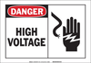 Brady B-120 Fiberglass Reinforced Polyester Rectangle White Electrical Safety Sign - 14 in Width x 10 in Height - TEXT: DANGER HIGH VOLTAGE - 62868 - 754476-62868 - R. S. Hughes Company, Inc.