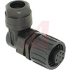 connector,plastic circ,rt angle fem cable conn,6+gnd silver plt,solder term,blk - 70013177 - Allied Electronics, Inc.