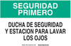 Brady B-401 Plastic Rectangle White Eyewash & Shower Sign - 14 in Width x 10 in Height - Language Spanish - 38787 -- 754473-38787 - Image