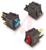 Switch, Miniature, Rocker, DOUBLE POLE,ON-NONE-OFF, RED Actuator, BLACK BASE - 70131595 - Allied Electronics, Inc.