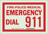 Brady Bradyglo B-347 Polyester / Polystyrene Rectangle Green Emergency Contact Sign - 14 in Width x 10 in Height - TEXT: FIRE-POLICE-MEDICAL EMERGENCY DIAL 911 - 90632 - 754476-90632 - R. S. Hughes Company, Inc.
