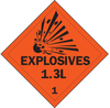 Brady B-101 Polycoated Tagstock Square Orange Truck Placards Sign - 10 3/4 in Width x 10 3/4 in Height - TEXT: EXPLOSIVES 1.3L 1 - 63395 - 754476-63395 - R. S. Hughes Company, Inc.