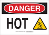 Brady B-401 Polystyrene Rectangle White Machine & Equipment Sign - 14 in Width x 10 in Height - TEXT: DANGER HOT - 131874 - 754473-82633 - R. S. Hughes Company, Inc.