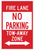 Brady B-302 Polyester Rectangle White Parking Restriction, Permission & Information Sign - 12 in Width x 18 in Height - Laminated - TEXT: NO PARKING FIRE LANE TOW-AWAY ZONE - 124346 - 754473-80581 - R. S. Hughes Company, Inc.