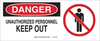 Brady B-120 Fiberglass Reinforced Polyester Rectangle White Restricted Area / No Trespassing Sign - 17 in Width x 7 in Height - TEXT: DANGER UNAUTHORIZED PERSONNEL KEEP OUT - 70565 - 754476-70565 - R. S. Hughes Company, Inc.