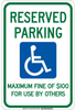 Brady B-555 Aluminum Rectangle White Parking Restriction, Permission & Information Sign - 12 in Width x 18 in Height - TEXT: RESERVED PARKING MAXIMUM FINE OF $100 FOR USE BY OTHERS - 127470 - 754473-75806 - R. S. Hughes Company, Inc.