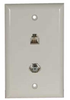 F Coupler /RJ11 Wall Plate -- F-RJ11-1PWK - Image