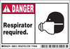 Brady B-302 Black / Red on White Polyester Machine & Equipment Safety Label - 5 in Width - 3 1/2 in Height - Printed Text = DANGER - RESPIRATOR REQUIRED. - 86813 - 754476-86813 - R. S. Hughes Company, Inc.