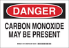 Brady B-401 Polystyrene Rectangle White Chemical, Biohazard, Hazardous & Flammable Material Sign - 10 in Width x 7 in Height - TEXT: DANGER CARBON MONOXIDE MAY BE PRESENT - 126133 - 754473-74291 - R. S. Hughes Company, Inc.