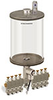 Levelux Clear View Multiple Feed Electro Lubricator, 1/2 gal Pyrex Reservoir, 8 Feeds, 1/8