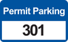 Brady Black / Blue on White Rectangle Vinyl Parking Permit Label - 4 3/4 in Width - 2 3/4 in Height - Printed Text = PERMIT PARKING - Print Number(s) = 301 to 400 - 96248 - 754476-96248 - R. S. Hughes Company, Inc.