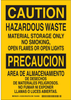Brady Bradyglo B-555 Aluminum Rectangle Yellow Chemical, Biohazard, Hazardous & Flammable Material Sign - 7 in Width x 10 in Height - Language English / Spanish - 125391 - 754473-73032 - R. S. Hughes Company, Inc.
