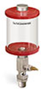 Red Color Key, Clear View Single Feed Manual Lubricator, 1 pt Pyrex Reservoir, 1/2” Male NPT - B5161-016PB4RW - Oil-Rite Corp.