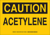 Brady B-555 Aluminum Rectangle Yellow Chemical, Biohazard, Hazardous & Flammable Material Sign - 14 in Width x 10 in Height - TEXT: CAUTION ACETYLENE - 125889 - 754473-74033 - R. S. Hughes Company, Inc.