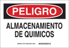 Brady B-401 Polystyrene Rectangle White Chemical, Biohazard, Hazardous & Flammable Material Sign - 14 in Width x 10 in Height - Language Spanish - TEXT: PELIGRO ALMACENAMIENTO DE QUIMICOS - 39132 - 754473-39132 - R. S. Hughes Company, Inc.