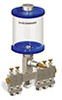 Blue Color Key, Clear View Multiple Feed Manual Lubricator, 1 pt Pyrex Reservoir, 5 Feeds, 1/8