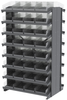 Akro-Mils 800 lb Clear Gray Powder Coated Steel 16 ga Double Sided Fixed Rack - 36 3/4 in Overall Length - 64 Bins - Bins Included - APRD150SC - APRD150SC - R. S. Hughes Company, Inc.