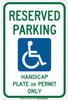 Brady B-555 Aluminum Rectangle White Disabled Parking & Building Access Sign - 12 in Width x 18 in Height - TEXT: RESERVED PARKING HANDICAP PLATE OR PERMIT ONLY - 127458 - 754473-75793 - R. S. Hughes Company, Inc.