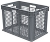 Akro-Mils 11.07 gal Gray Industrial Grade Polymer Industrial Reusable Straight Wall Container - 23 3/4 in Length - 15 3/4 in Width - 16 1/8 in Height - Mesh Side Wall - 37616 GREY - 37616 GREY - R. S. Hughes Company, Inc.