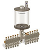 Levelux Clear View Multiple Feed Manual Lubricator, 1 qt Pyrex Reservoir, 12 Feeds, 1/4” OD Tube Outlets - B5178-032PB121W - Oil-Rite Corp.