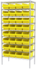Akro-Mils Shelfmax 2000 lb Adjustable Yellow Chrome Steel Open Adjustable Fixed Shelving System - 32 Bins - 2000 lb Total Capacity - AWS183630088 YELLOW - AWS183630088 YELLOW - R. S. Hughes Company, Inc.
