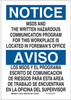 Brady B-555 Aluminum Rectangle White MSDS Sign - 7 in Width x 10 in Height - Language English / Spanish - 125013 - 754473-72632 - R. S. Hughes Company, Inc.
