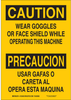 Brady B-555 Aluminum Rectangle Yellow Machine & Equipment Sign - 7 in Width x 10 in Height - Language English / Spanish - 125481 - 754473-73130 - R. S. Hughes Company, Inc.