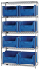 Open Wire Shelving, 5Shelves, 8Bin, Blue; Shelving Unit Type Quantum Storage - 44AC8162 - Newark, An Avnet Company