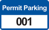 Brady Black / Blue on White Rectangle Vinyl Parking Permit Label - 4 3/4 in Width - 2 3/4 in Height - Printed Text = PERMIT PARKING - Print Number(s) = 001 to 100 - 95207 - 754476-95207 - R. S. Hughes Company, Inc.