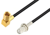 SMA Female Bulkhead to SSMC Plug Right Angle Low Loss Cable 6 Inch Length Using LMR-100 Coax - PE3C4429-6 - Pasternack