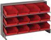 Sloped Bench Rack, 3Shelves, 12Bins, Red; Shelving Unit Type Quantum Storage - 44AC6441 - Newark, An Avnet Company