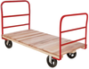 Akro-Mils 1 3000 lb Powder Coated Wood Platform Truck - Crossbar Handle - 48 in Deck Length - 38.38 in Deck Height - 5 in 2 Swivel, 2 Rigid Mold-on Rubber Casters - RPT24481D5M8 -- RPT24481D5M8 - Image