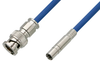 75 Ohm Mini SMB Plug to 75 Ohm BNC Male Cable 36 Inch Length Using 75 Ohm PE-B159-BL Blue Coax - PE38040/BL-36 - Pasternack
