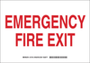 Brady B-555 Aluminum Rectangle White Emergency & Fire Exit Sign - 10 in Width x 7 in Height - TEXT: EMERGENCY FIRE EXIT - 127152 - 754473-75481 - R. S. Hughes Company, Inc.