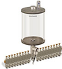Levelux Clear View Multiple Feed Electro Lubricator, 1/2 gal Acrylic Reservoir, 18 Feeds, 1/8