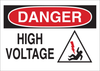 Brady B-555 Aluminum Rectangle White Electrical Safety Sign - 14 in Width x 10 in Height - TEXT: DANGER HIGH VOLTAGE - 43477 - 754476-43477 - R. S. Hughes Company, Inc.