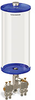 Blue Color Key, Clear View Multiple Feed Manual Lubricator, 1 gal Acrylic Reservoir, 4 Feeds, 1/4” OD Tube Outlets - B5163-128AB041BW - Oil-Rite Corp.