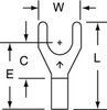3M Scotchlok Red Non-Locking Brazed Non-Insulated Brazed Fork & Spade Terminal M18-10FX - 0.7 in Length - 0.34 in Fork Width - #10 Stud - 051128-58947 - R. S. Hughes Company, Inc.