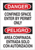Brady B-555 Aluminum Rectangle White Confined Space Sign - 10 in Width x 14 in Height - Language English / Spanish - 38587 - 754476-38587 - R. S. Hughes Company, Inc.