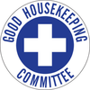 Brady B-946 Blue on White Circle Vinyl Hard Hat Label - Printed Text = GOOD HOUSEKEEPING COMMITTEE - 49563 - 754476-49563 - R. S. Hughes Company, Inc.