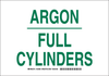 Brady B-401 Polystyrene Rectangle White Chemical, Biohazard, Hazardous & Flammable Material Sign - 14 in Width x 10 in Height - TEXT: ARGON FULL CYLINDERS - 125587 - 754473-73292 - R. S. Hughes Company, Inc.