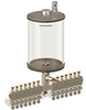 Levelux Clear View Multiple Feed Manual Lubricator, 1/2 gal Pyrex Reservoir, 14 Feeds, 1/4” OD Tube Outlets - B5178-064PB141W - Oil-Rite Corp.