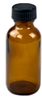 Amber Boston Round Glass Bottles with Caps - 72494 - U.S. Plastic Corporation