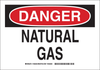 Brady B-401 Polystyrene Rectangle White Chemical, Biohazard, Hazardous & Flammable Material Sign - 10 in Width x 7 in Height - TEXT: DANGER NATURAL GAS - 126325 - 754473-74499 - R. S. Hughes Company, Inc.