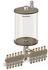 Levelux Clear View Multiple Feed Manual Lubricator, 1/2 gal Acrylic Reservoir, 12 Feeds, 1/4” OD Tube Outlets - B5178-064AB121W - Oil-Rite Corp.
